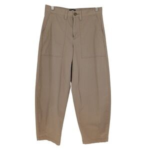 Lands End Barrel Leg Khaki Chino Pants Women 2 Utility Minimalist Preppy